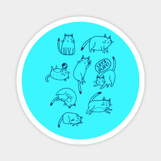 Cute Cats In Different Posses - Cat Lover Cute Design Magnet